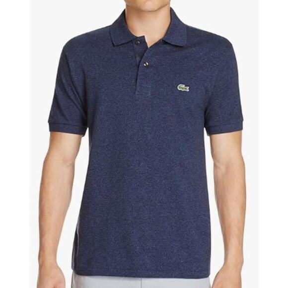 Lacoste Mens Pima Jersey Interlock Regular Fit Polo, Dark Indigo Blue Chine, XL